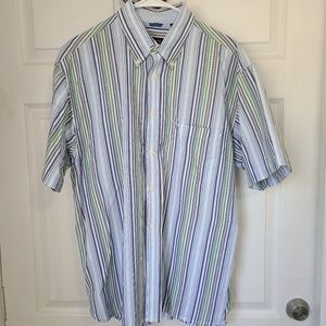 (611) Izod Men's Classic Short Sleeve Button Down Shirt, Size: L Color: Striped